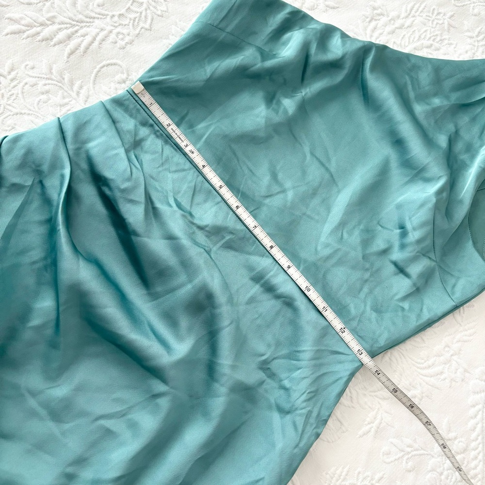 NWT Lulus Love Me Tonight Sage Green Satin One-Shoulder Mini Dress Small - Picture 8 of 10